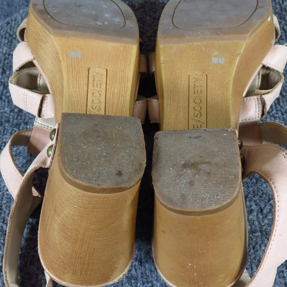 Sole Society Nermila Womens Platform Sandal Size 9M Dressy Nude Leather Heel